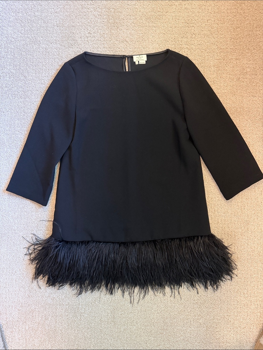 Kate Spade Black Feather-Hem Women's Top, 6, Like New!